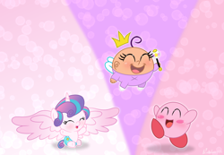 Size: 2892x2005 | Tagged: safe, artist:rainbow15s, character:princess flurry heart, species:alicorn, species:human, species:pony, baby, crossover, crown, fairy, fairy wings, jewelry, kirby, kirby (character), nintendo, poof, regalia, the fairly oddparents, wings