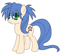 Size: 868x785 | Tagged: safe, artist:theironheart, species:pony, :3, blue mane, blue tail, female, green eyes, izumi konata, looking away, lucky star, mare, ponified, simple background, smiley face, transparent background