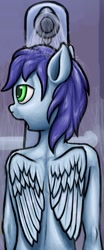 Size: 329x790 | Tagged: safe, artist:exedrus, edit, character:soarin', species:pegasus, species:pony, cropped, cropped porn, fanfic, fanfic art, fanfic cover, male, open mouth, shower, solo, stallion, wings