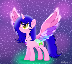 Size: 1804x1611 | Tagged: safe, artist:rainbow15s, oc, species:alicorn, species:pony, alicorn oc, colored wings, galactic, multicolored wings, rainbow wings, solo, wing bling, wings