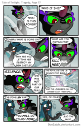 Size: 792x1224 | Tagged: safe, artist:donzatch, character:king sombra, character:pinkie pie, character:queen chrysalis, character:rainbow dash, character:twilight sparkle, character:twilight sparkle (alicorn), species:alicorn, species:pony, comic:tale of twilight, comic, glowing eyes, grimdark series