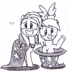 Size: 2533x2678 | Tagged: safe, artist:drchrisman, character:derpy hooves, character:trixie, species:pony, episode:a matter of principals, g4, my little pony: friendship is magic, traditional art