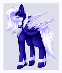 Size: 1024x1195 | Tagged: safe, artist:purediamond360, oc, oc:cypher, species:pegasus, species:pony, choker, female, mare, solo, spiked choker, two toned wings, wings