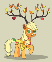 Size: 1000x1200 | Tagged: safe, artist:mew-me, character:applejack, character:the great seedling, episode:going to seed, g4, my little pony: friendship is magic, branches for antlers, clothing, cosplay, costume, female, leaf, lidded eyes, looking at you, no catchlights, no pupils, seedlingjack, solo