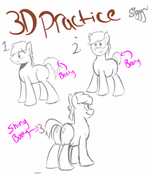 Size: 3166x3750 | Tagged: safe, artist:siggyderp, species:pony, butt, male, partial color, plot, practice drawing, practice sketch, signature, sketch, solo, stallion, text