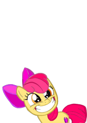Size: 794x1123 | Tagged: safe, artist:joeydr, character:apple bloom, species:earth pony, species:pony, episode:going to seed, g4, my little pony: friendship is magic, adorabloom, big grin, bow, cute, female, filly, grin, looking at you, looking up, simple background, smiling, solo, squee, transparent background, vector