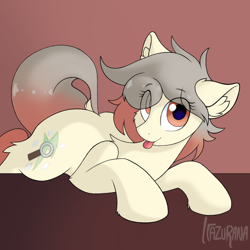 Size: 970x970 | Tagged: safe, artist:itazurana, oc, oc only, oc:osha, species:earth pony, species:pony, cute, earth pony oc, eye clipping through hair, gift art, gradient hair, multicolored hair, ocbetes, smiling, tongue out