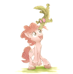 Size: 1000x1015 | Tagged: safe, artist:comickit, character:gummy, character:pinkie pie, unshorn fetlocks