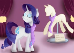 Size: 1600x1152 | Tagged: safe, artist:sadtrooper, character:rarity, species:pony, newbie artist training grounds, episode:canterlot boutique, g4, my little pony: friendship is magic, atg 2019, clothing, female, mannequin, scarf, solo