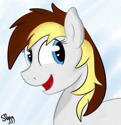 Size: 1917x1989 | Tagged: safe, artist:siggyderp, oc, oc only, oc:bravelyblue, species:earth pony, species:pony, male, signature, smiling, solo, stallion