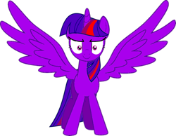 Size: 1014x788 | Tagged: safe, artist:sputnikmann, artist:theinvertedshadow, character:twilight sparkle, character:twilight sparkle (alicorn), species:alicorn, species:pony, absurd resolution, anti-hero, anti-heroine, brutalight sparcake, confident, elements of insanity, female, grin, looking at you, simple background, smiling, smiling at you, solo, spread wings, tomboy, transparent background, vector, wild card, wings