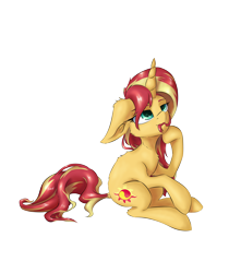 Size: 3000x3400 | Tagged: safe, artist:coldtrail, character:sunset shimmer, species:pony, species:unicorn, newbie artist training grounds, female, playing with hair, simple background, solo, transparent background