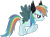 Size: 833x615 | Tagged: dead source, safe, artist:sonicth1235, character:rainbow dash, species:pegasus, species:pony, alternate cutie mark, cyborg, elements of insanity, evil, female, flying, mare, rainbine, rainbine ears, simple background, solo, spread wings, transparent background, wings