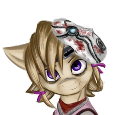 Size: 3176x3003 | Tagged: safe, artist:qbellas, species:earth pony, species:pony, bags under eyes, borderlands 2, bust, clothing, simple background, solo, tiny tina, transparent background