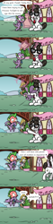 Size: 2039x8676 | Tagged: safe, artist:pony4koma, character:mayor mare, character:raven inkwell, character:spike, character:sweetie belle, species:dragon, species:earth pony, species:pony, species:unicorn, ship:ravenspike, ascot, blushing, female, glasses, hair bun, kissing, magic, male, necktie, older, older spike, ponyville, scroll, shipping, straight, wings