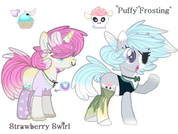 Size: 1032x774 | Tagged: safe, artist:bublebee123, oc, oc only, oc:puffy frosting, oc:strawberry swirls (ice1517), species:pony, species:unicorn, blaze (coat marking), bow tie, clothing, eyepatch, female, jewelry, mare, markings, necklace, nose piercing, nose ring, pale belly, piercing, raised hoof, shirt, simple background, socks, suit, t-shirt, transparent background, unshorn fetlocks