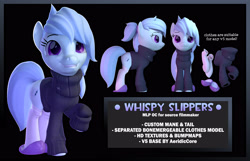 Size: 3305x2125 | Tagged: safe, artist:rexyseven, oc, oc:whispy slippers, species:earth pony, species:pony, 3d, clothing, female, mare, slippers, solo, source filmmaker, sweater, turtleneck