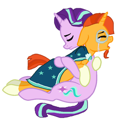 Size: 780x792 | Tagged: safe, artist:diana173076, character:starlight glimmer, character:sunburst, species:pony, ship:starburst, comforting, crying, female, male, shipping, straight