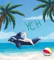Size: 900x1000 | Tagged: safe, artist:flaming-trash-can, species:pony, beach, commission, your character here
