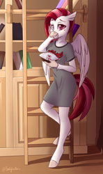 Size: 700x1182 | Tagged: safe, artist:sonigiraldo, oc, oc only, oc:velvet skies, species:anthro, species:hippogriff, species:unguligrade anthro, adoraskies, american football, anthro oc, cute, female, football, hippogriff oc, kansas city chiefs, looking at you, nfl, solo, sports, ych result