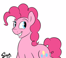 Size: 2463x2177 | Tagged: safe, artist:siggyderp, character:pinkie pie, species:earth pony, species:pony, bubble berry, grin, male, rule 63, signature, simple background, smiling, solo, stallion, white background