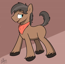 Size: 3225x3158 | Tagged: safe, artist:siggyderp, character:promontory, species:earth pony, species:pony, bandana, blank flank, male, side view, signature, sketch, solo, stallion
