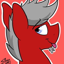 Size: 1280x1280 | Tagged: safe, artist:siggyderp, oc, oc only, species:pony, commission, facial hair, goatee, icon, male, profile picture, signature, solo, stallion, tongue out