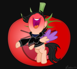 Size: 1288x1144 | Tagged: safe, artist:rainbow15s, species:pegasus, species:pony, blushing, bracelet, clothing, colored wings, crossover, food, hoodie, jewelry, kubz scouts, laughing, piercing, red face, that dude, tomato, wings, youtube, youtuber