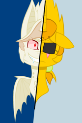 Size: 1141x1704 | Tagged: safe, artist:crazyaya, artist:worldofcaitlyn, base used, species:alicorn, species:bat pony, species:pony, alicornified, bat ponified, bat pony alicorn, lego, mixels, ponified, race swap, teslo, two sided posters