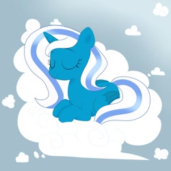 Size: 894x894 | Tagged: safe, artist:meimisuki, oc, oc:fleurbelle, species:alicorn, species:pony, alicorn oc, cloud, cute, eyes closed, female, mare, sleeping on a cloud, smiling