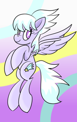 Size: 1400x2200 | Tagged: safe, artist:notadeliciouspotato, character:cloudchaser, species:pegasus, species:pony, abstract background, cutechaser, female, flying, looking back, mare, solo, spread wings, wings