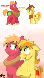 Size: 1132x1992 | Tagged: safe, artist:siggyderp, edit, editor:fluttershyisnot adoormat, character:big mcintosh, character:braeburn, species:pony, ship:braemac, applecest, blushing, cousin incest, gay, incest, male, shipping