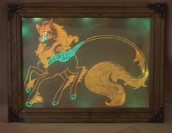Size: 1849x1436 | Tagged: safe, artist:bootsdotexe, artist:irfp250n, character:autumn blaze, species:kirin, episode:sounds of silence, g4, my little pony: friendship is magic, acrylic plastic, acrylight, awwtumn blaze, cloven hooves, colored hooves, craft, cute, engraving, female, led, leonine tail, long tail, mare, open mouth, smiling, solo, unshorn fetlocks