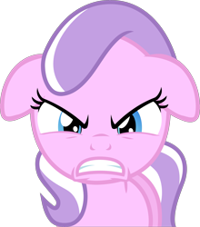 Size: 3025x3438 | Tagged: safe, artist:firestorm-can, edit, editor:slayerbvc, character:diamond tiara, species:earth pony, species:pony, accessory-less edit, angry, female, filly, floppy ears, gritted teeth, looking at you, missing accessory, simple background, solo, transparent background, vector, vector edit