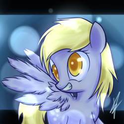 Size: 1050x1050 | Tagged: safe, artist:mister-markers, character:derpy hooves, species:pegasus, species:pony, bubble, female, mare, solo