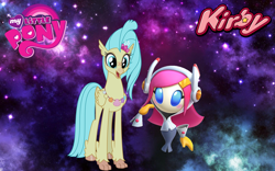 Size: 1440x900 | Tagged: safe, artist:arcgaming91, character:princess skystar, species:classical hippogriff, species:hippogriff, my little pony: the movie (2017), crossover, kirby, kirby star allies, my little pony logo, nintendo, susie, video game