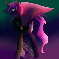 Size: 5800x5800 | Tagged: safe, artist:florarena-kitasatina/dragonborne fox, oc, oc only, oc:blue cake, species:alicorn, species:pony, absurd resolution, big wings, brotherhood of nod, command and conquer, commission, crossover, general, shading, signed, watermark, wings