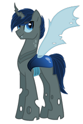 Size: 703x1051 | Tagged: safe, artist:otakuchicky1, base used, oc, oc:nox, parent:queen chrysalis, parent:shining armor, parents:shining chrysalis, species:changepony, blue changeling, hybrid, interspecies offspring, male, offspring, simple background, solo, transparent background