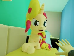 Size: 2000x1500 | Tagged: safe, artist:extremespeed slowpoke, character:sunset shimmer, species:pony, 3d, blender, ponidox, self ponidox, sunset shimmer day