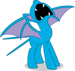Size: 6309x5893 | Tagged: safe, artist:benybing, species:bat pony, species:pony, crossover, eeee, open mouth, pokémon, ponified, simple background, solo, spread wings, transparent background, wings, zubat