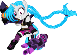 Size: 4828x3434 | Tagged: safe, artist:benybing, species:pony, crossover, jinx (league of legends), league of legends, ponified, simple background, solo, transparent background
