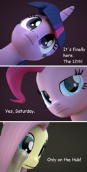 Size: 1600x3144 | Tagged: safe, artist:extremespeed slowpoke, character:fluttershy, character:pinkie pie, character:twilight sparkle, species:pony, 3d, blender, hub network, jojo reference, the hub
