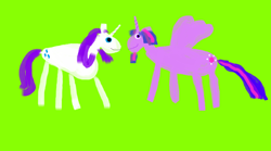 Size: 1278x712 | Tagged: safe, artist:super trampoline, character:rarity, character:twilight sparkle, character:twilight sparkle (alicorn), species:alicorn, species:pony, ship:rarilight, 1000 hours in ms paint, duo, female, green background, lesbian, shipping, simple background