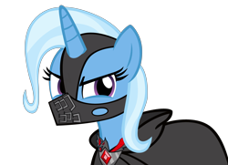Size: 4151x3000 | Tagged: safe, artist:bronyboy, character:trixie, species:pony, species:unicorn, alicorn amulet, bane, batman, female, glare, looking at you, mare, parody, simple background, solo, the dark knight rises, transparent background, vector