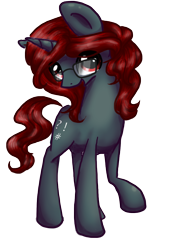 Size: 864x1230 | Tagged: safe, alternate version, artist:ebonytails, oc, oc only, oc:curse word, species:pony, species:unicorn, background removed, eye clipping through hair, female, glasses, horn, mare, solo, unicorn oc