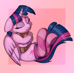 Size: 4618x4550 | Tagged: safe, artist:rexyseven, character:twilight sparkle, character:twilight sparkle (alicorn), species:alicorn, species:pony, absurd resolution, book, cheek fluff, clothing, cute, eyes closed, female, floppy ears, hug, leg fluff, socks, solo, striped socks, that pony sure does love books, twiabetes