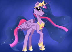 Size: 1500x1080 | Tagged: safe, artist:sadtrooper, character:twilight sparkle, character:twilight sparkle (alicorn), species:alicorn, species:pony, episode:the last problem, g4, my little pony: friendship is magic, commission, female, looking at you, older, older twilight, one hoof raised, princess twilight 2.0, smiling, solo