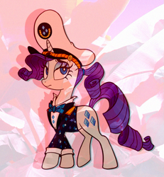 Size: 769x831 | Tagged: safe, artist:littmosa, character:rarity, species:pony, species:unicorn, episode:p.p.o.v. (pony point of view), g4, my little pony: friendship is magic, bow, bow tie, captain, captain rarity, clothing, costume, female, gem, grace, hat, pink background, ponytail, simple background, solo