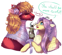 Size: 965x854 | Tagged: safe, artist:malinraf1615, character:big mcintosh, character:discord, character:fluttershy, species:draconequus, species:earth pony, species:pegasus, species:pony, ship:fluttermac, bandage, chest fluff, chin fluff, ear fluff, female, fluffy, male, mare, missing accessory, obtrusive watermark, shipping, signature, simple background, stallion, straight, transparent background, watermark