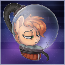Size: 2965x2965 | Tagged: safe, artist:rexyseven, oc, oc:rusty gears, species:earth pony, species:pony, astronaut, bust, crack, female, mare, portrait, solo, space suit